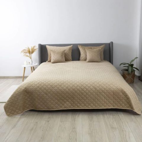 Покривало ТЕП "VELOUR" 150*210 см бежевий ромб круглий