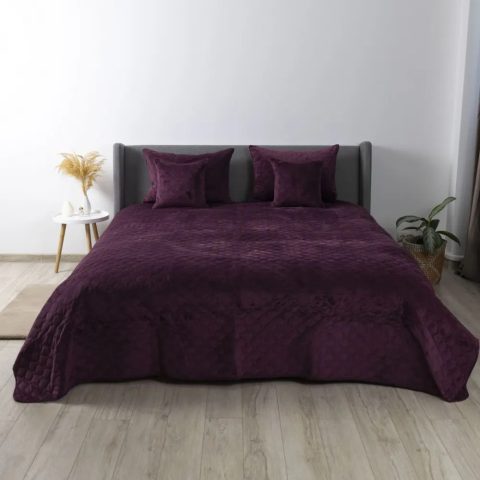 Покривало ТЕП "VELOUR" 150*210 см бордове/ромб круглий