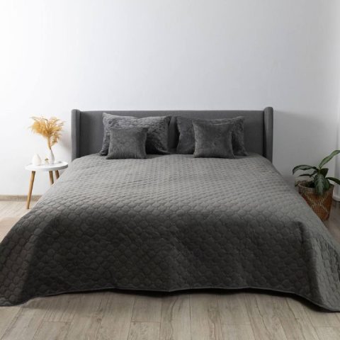 Покривало ТЕП "VELOUR" 150*210 см сірий/ромб круглий