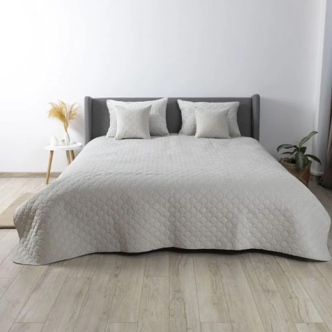 Покривало ТЕП "VELOUR" 150*210 см світло-сірий/ромб круглий