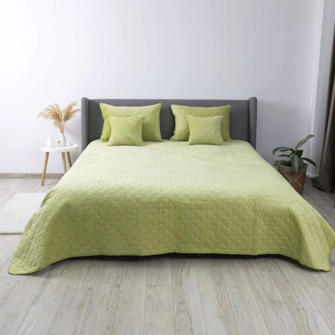 Покривало ТЕП "VELOUR" 150*210 см салатове/ромб круглий