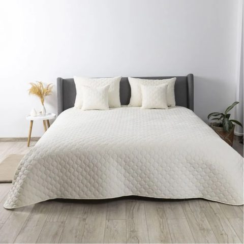 Покривало ТЕП "VELOUR" 150*210 см молочний/ромб круглий