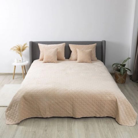 Покривало ТЕП "VELOUR" 150*210 см Персиковий/Ромб круглий