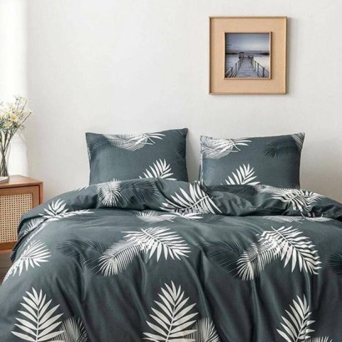 Комплект постільної білизни Glux-Palm-Fern-Grey