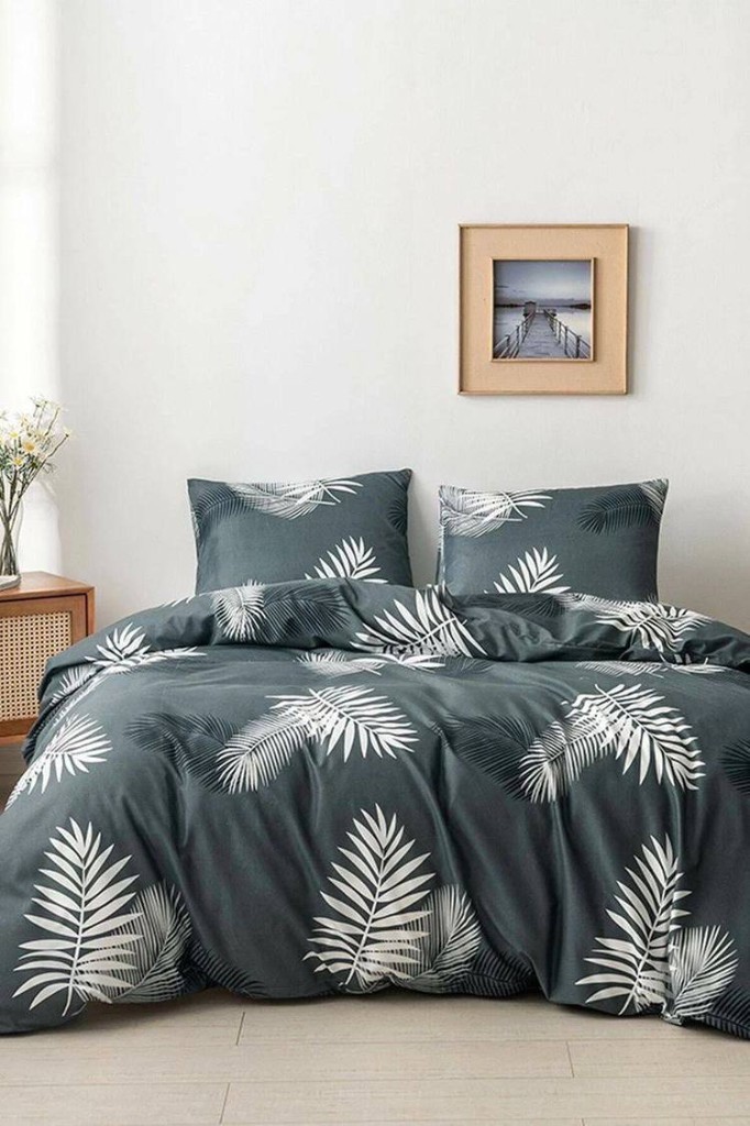 Комплект постільної білизни Glux-Palm-Fern-Grey