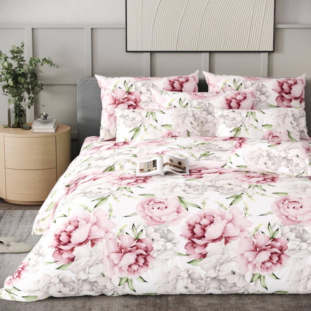 Комплект постільної білизни Glux-Peony-Pink