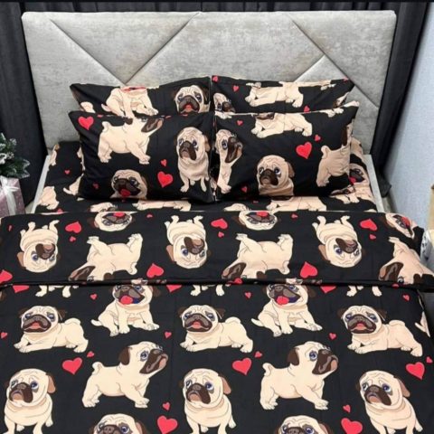 Комплект постільної білизни Glux-Pugs-Black